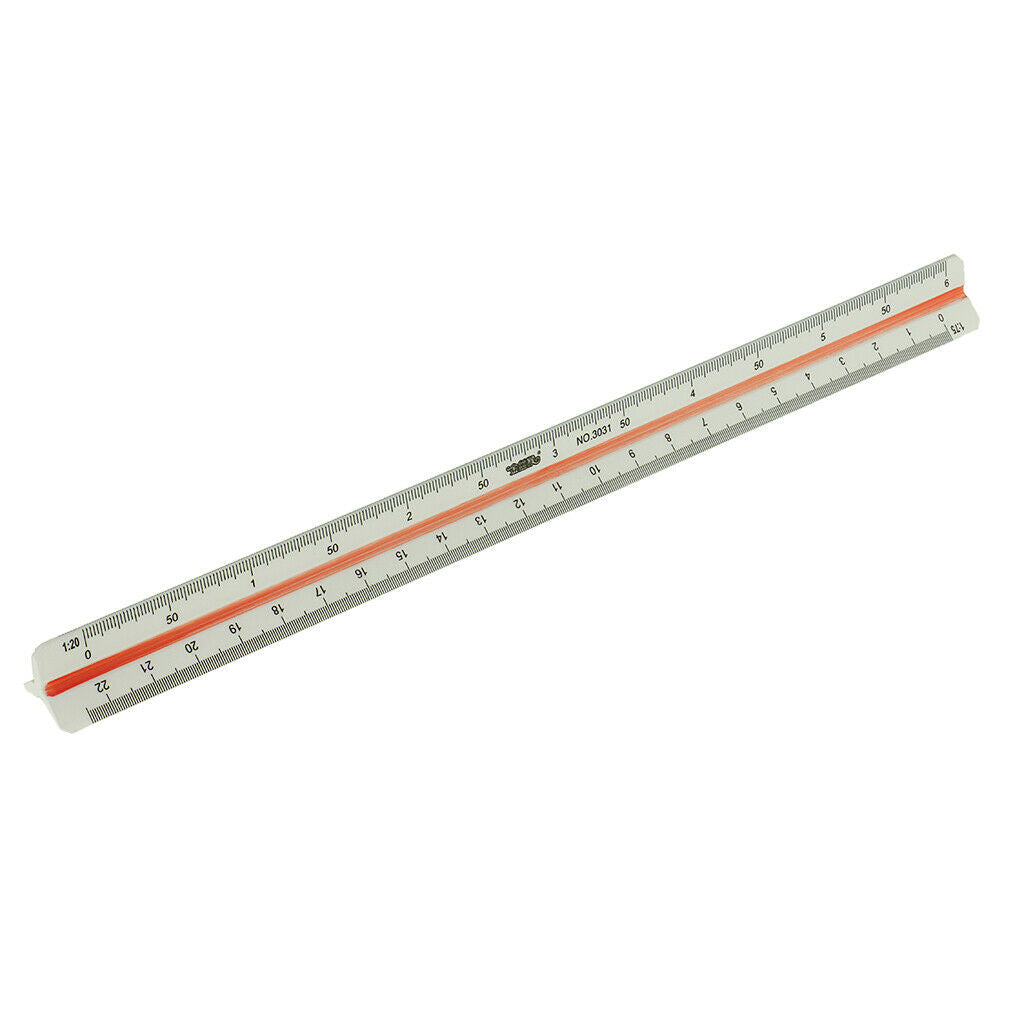 4X 12" Solid Plastic Triangular Triangle Metric Scale Measure Ruler 3 Sides