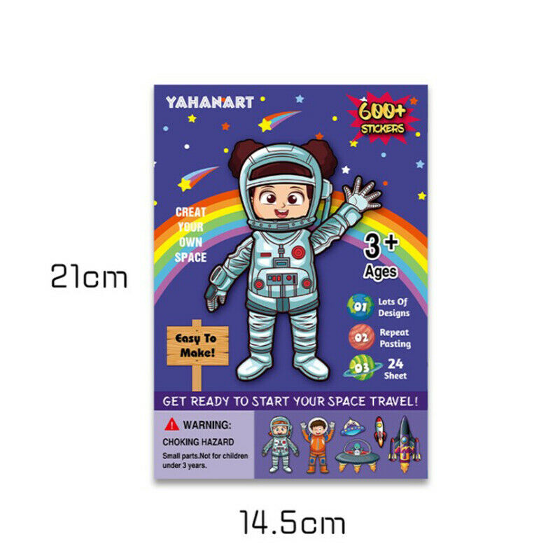 25 Sheets Spaceship Make Your Own Stickers Make-a-Face Stickers Games Stick TL