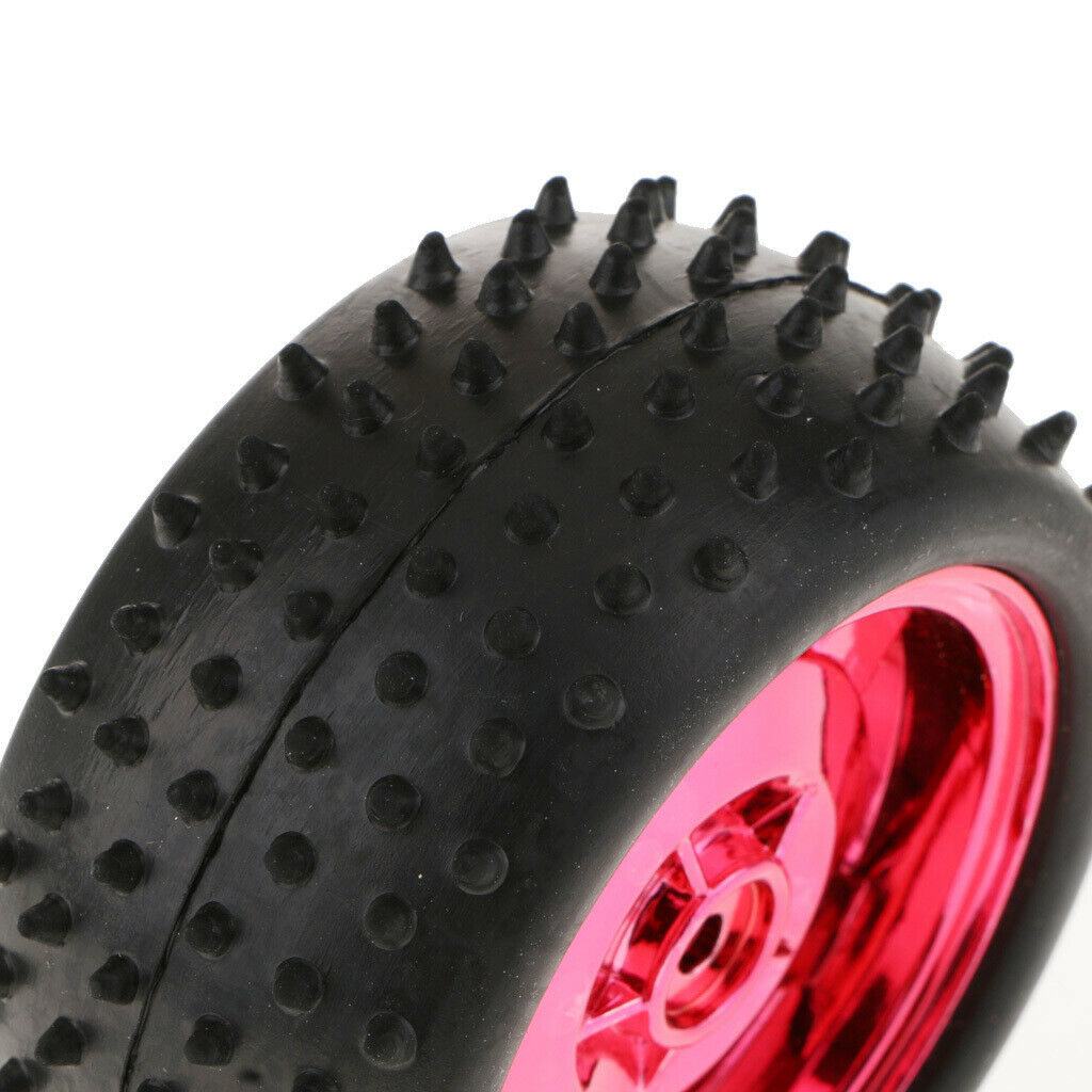 2 Pieces Black+Red ABS Plastic and TPE Rubber Tire TT Motor Car Wheel Smart Car