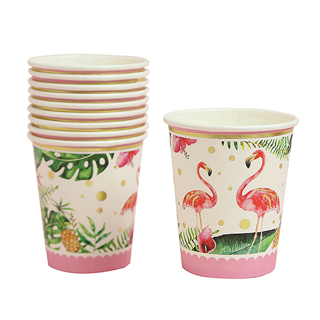 10pcs Lovely Flamingo Paper Disposable Cups Beverage Drinking Cup Decor