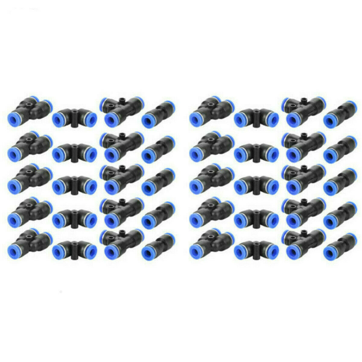 80X 6mm OD 1/4 Inch Plastic Pneumatic Push Connector Set Air Line Quick Fittings