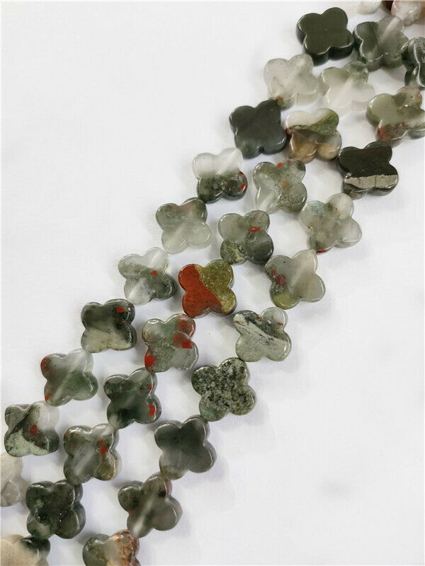 1 Strand 14x4mm Natural Africa Bloodstone Clovers Spacer Loose Beads 15.5" HH176