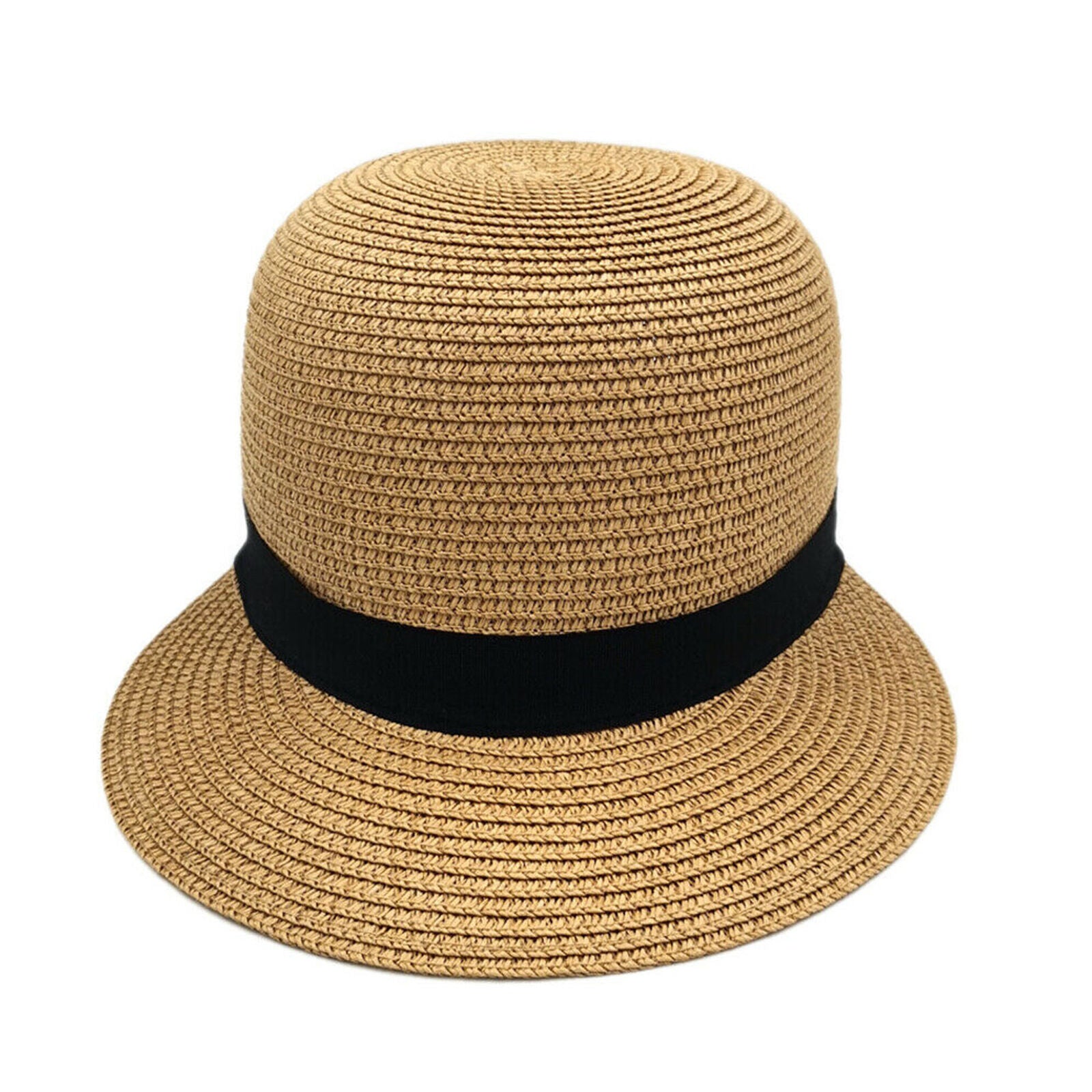 Womens Summer Sun Visor Straw Folding Floppy Hat Adjustable Wide Brim Beach Cap