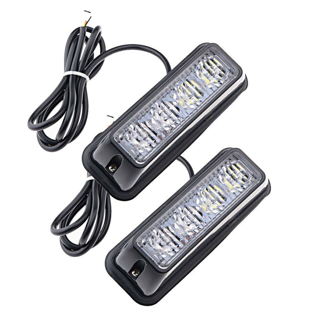2pc 4LED White Car SUV Truck Pickup Emergency Warning Flash Strobe Light Bar 12V