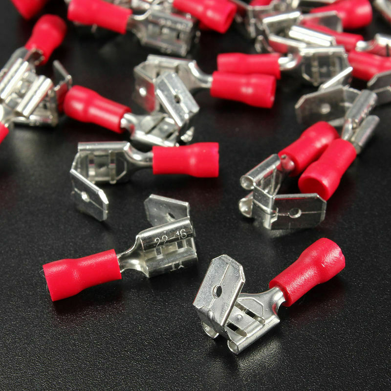 100pcs Red&Blue&Yellow Piggyback Insulated Spade Crimp Terminal Connectors Kit