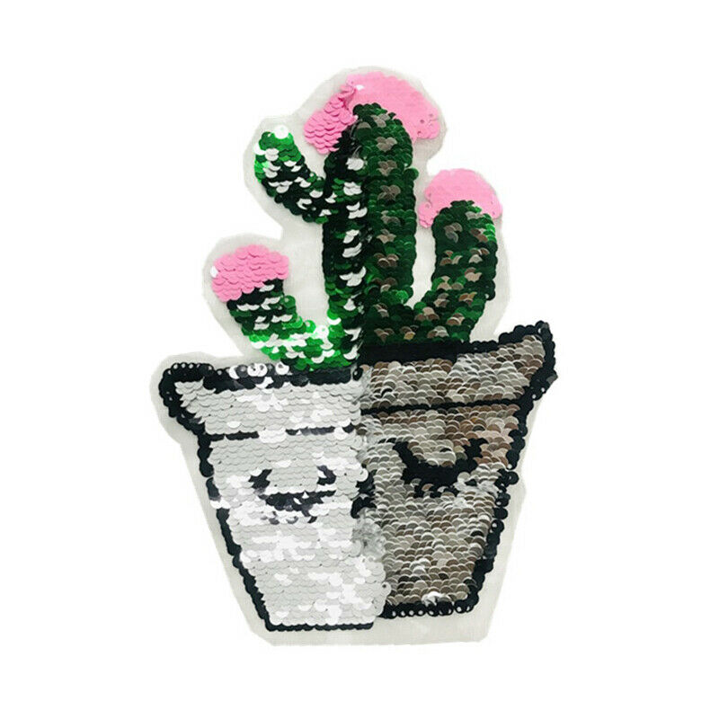 Cereus Patch Reversible Sequin Patches For Clothing Sew On Stickers Kids .l8