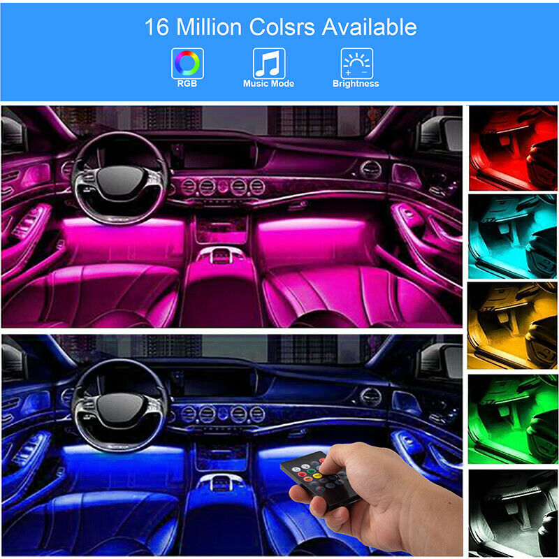 4Pcs  LED Colourful Strip Light with IR Control Box Remote Control USB Charging