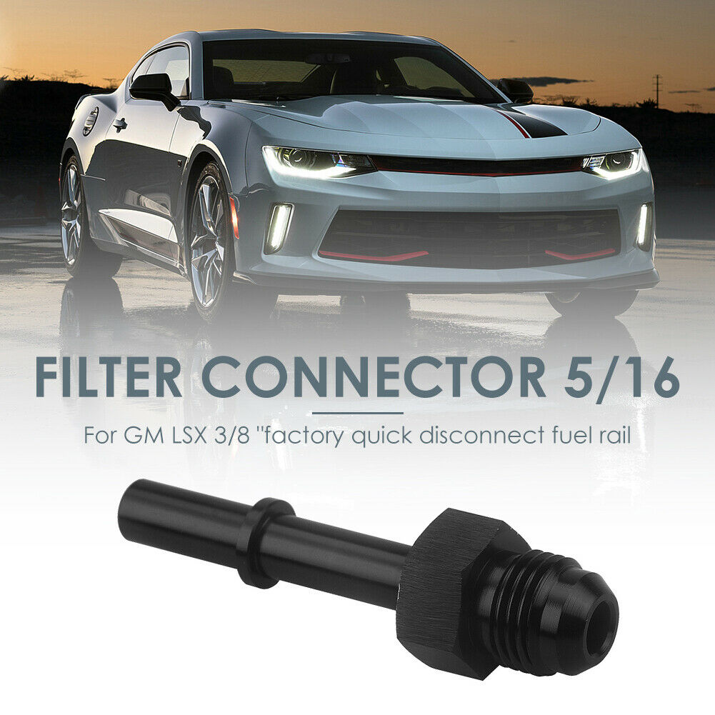 -6AN AN6 EFI Fuel Adapter Fitting to 5/16 inch Male Quick Connect LS Black @