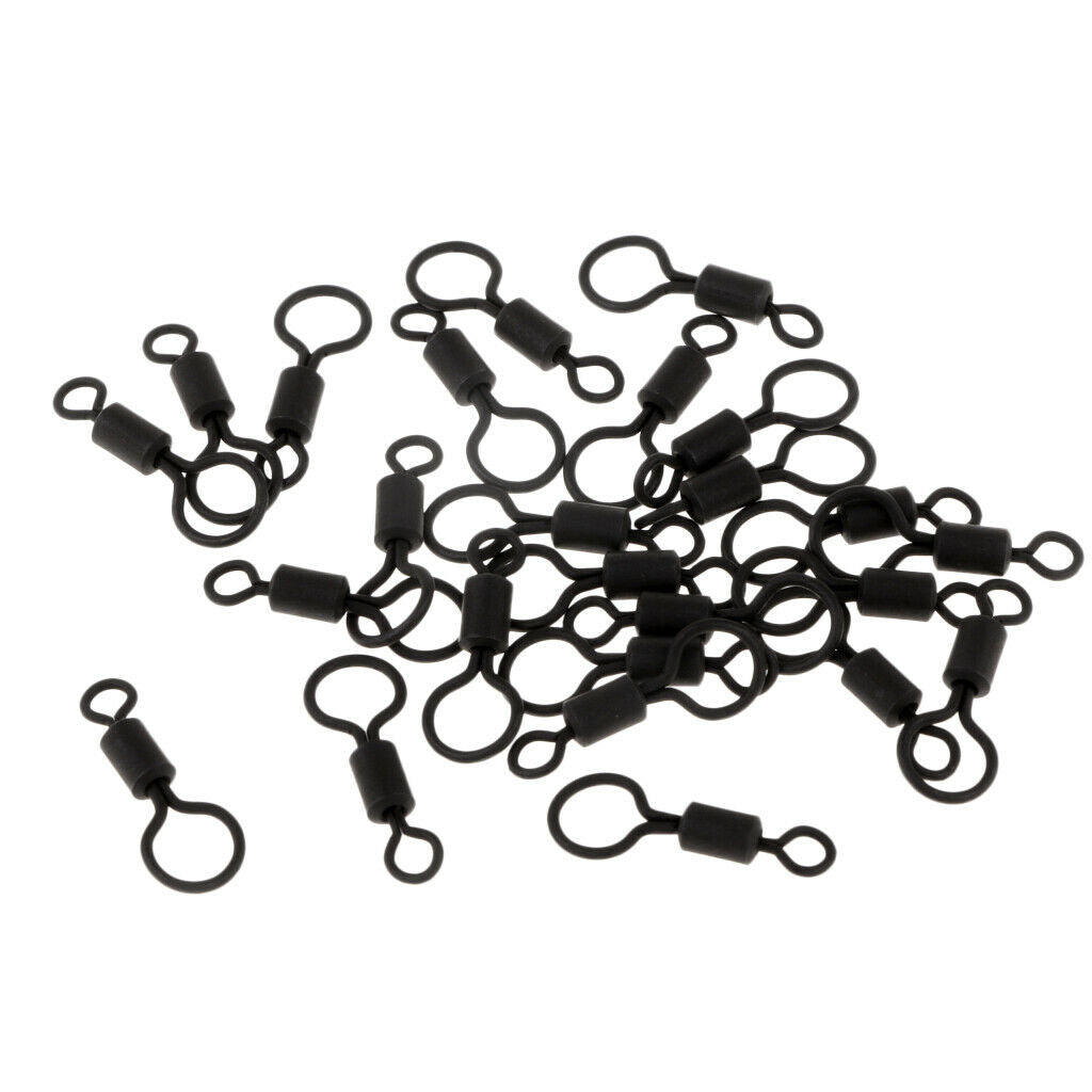 25pcs Matte Black Size 4 Anti Glare Carp Fishing Big Eye Long Body Swivels