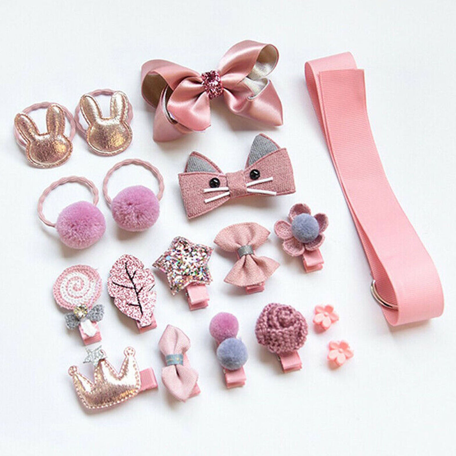 18 pieces Girls hair clip bobby pin hair tie kids flower bows gift