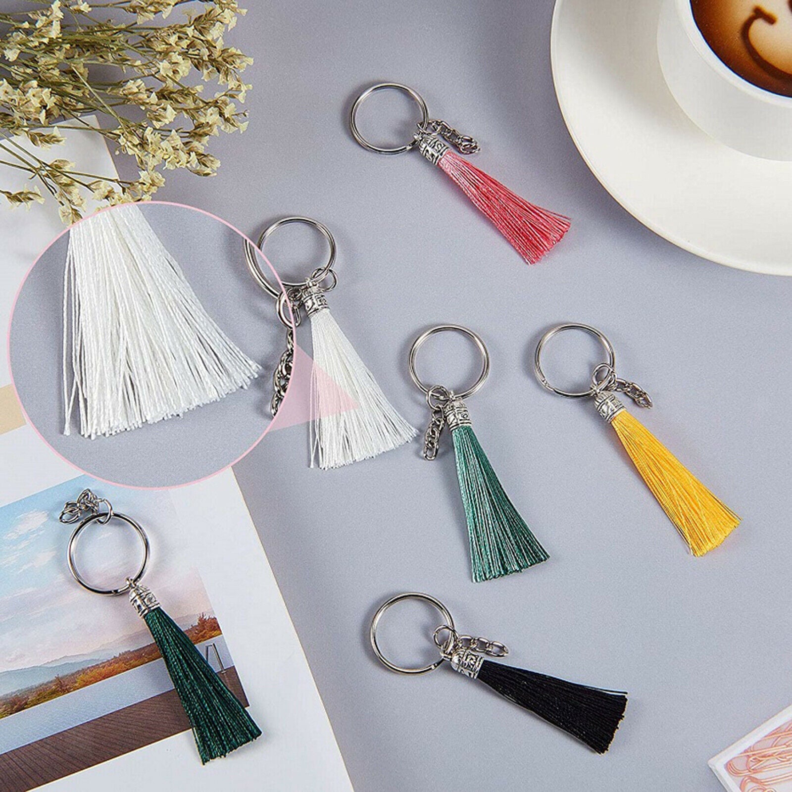 Tassels Charms Blanks and Key Chain Rings for Vinyl DIY Keychain Craft