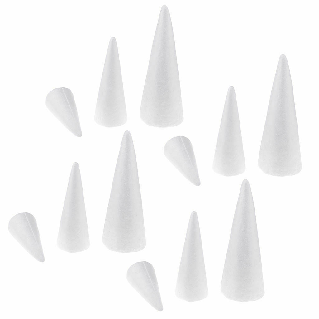 12 Cone Shape Styrofoam Foam Ornament for Kid DIY Painting Crafts 15/20/25cm