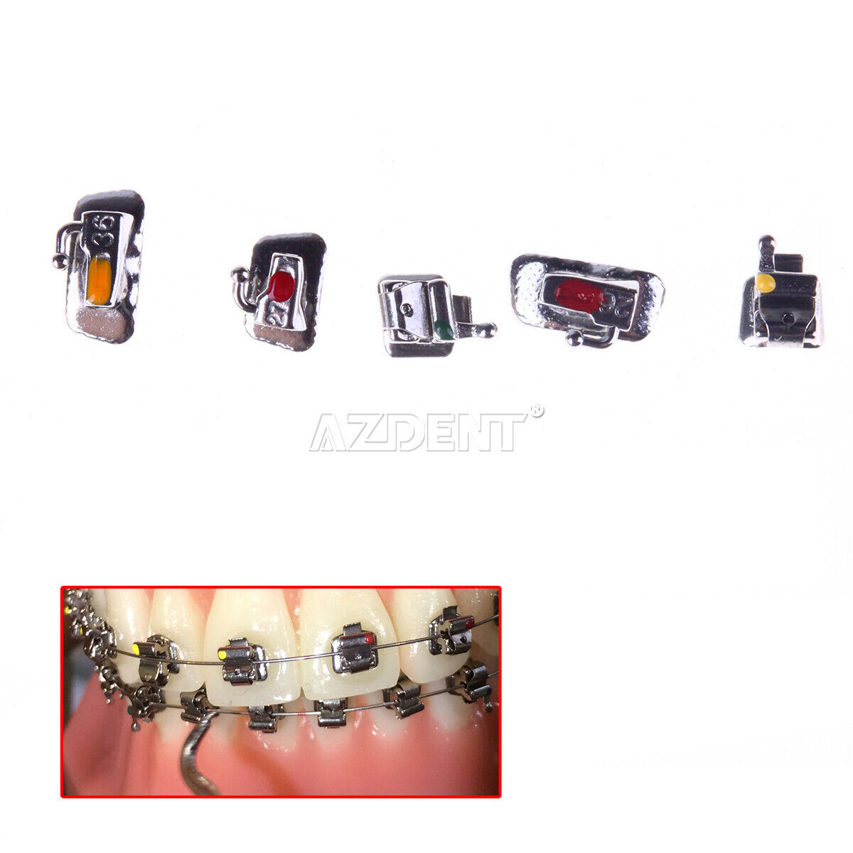 Dental Ortho Active Self-ligating Brackets Mini MBT 022 Hooks 3 4 5 Buccal Tube