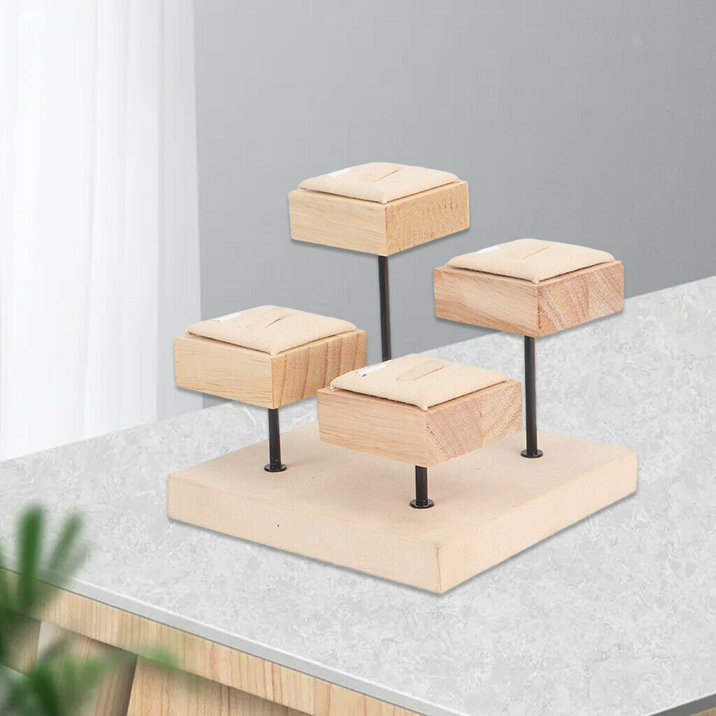Versatile Wood Jewelry Display Stand Shelf Four-Layer for Rings Display