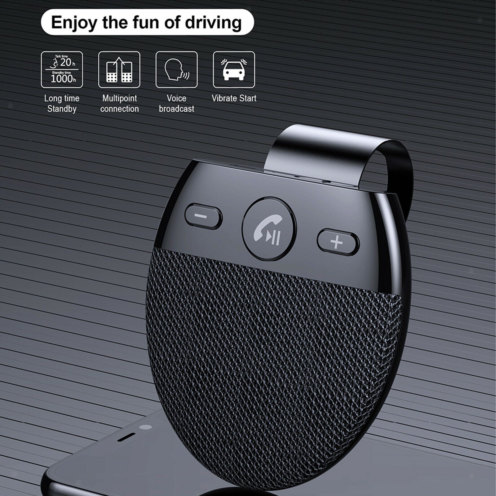 Bluetooth Car Speaker with Visor Clip Clear Sound for Handsfree Calling