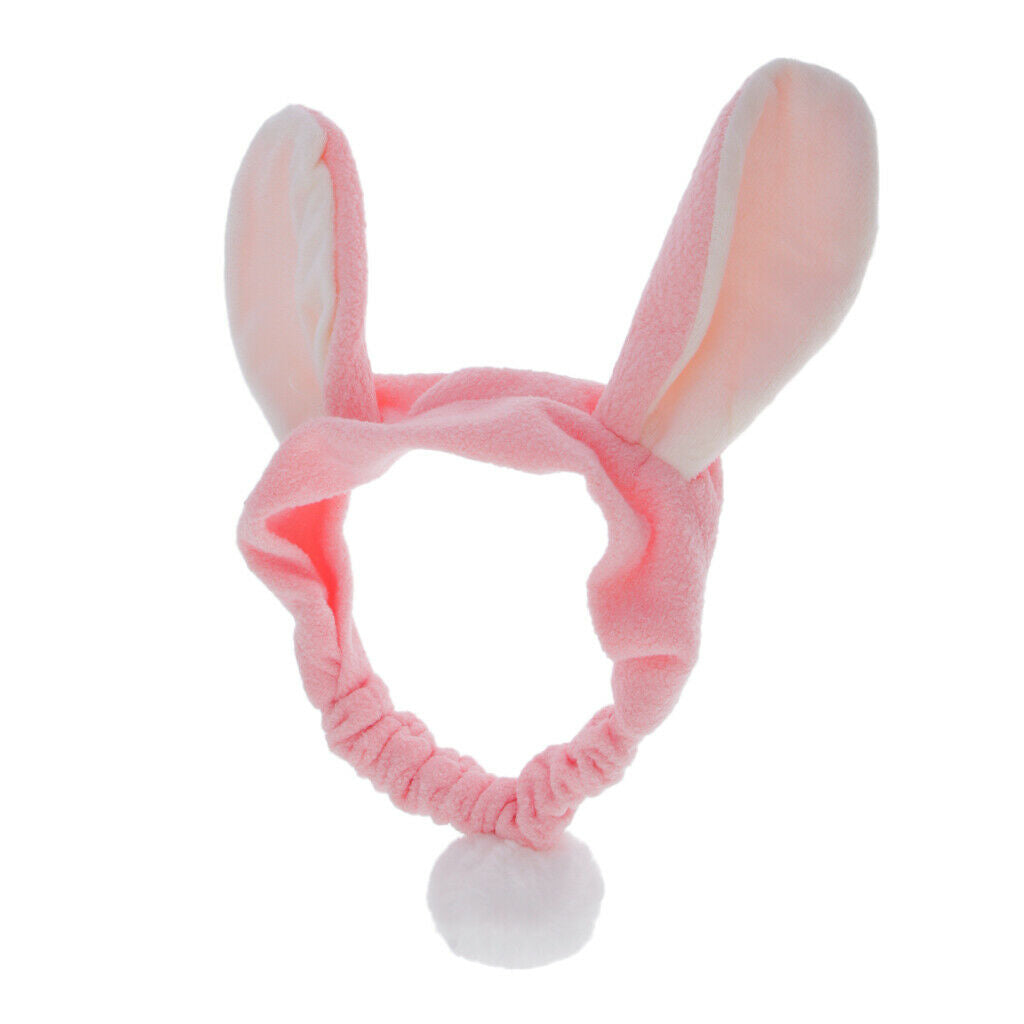 Lovely Rabbit Ears Hair Band Soft Flocking Head Wrap Makeup Headband Pink