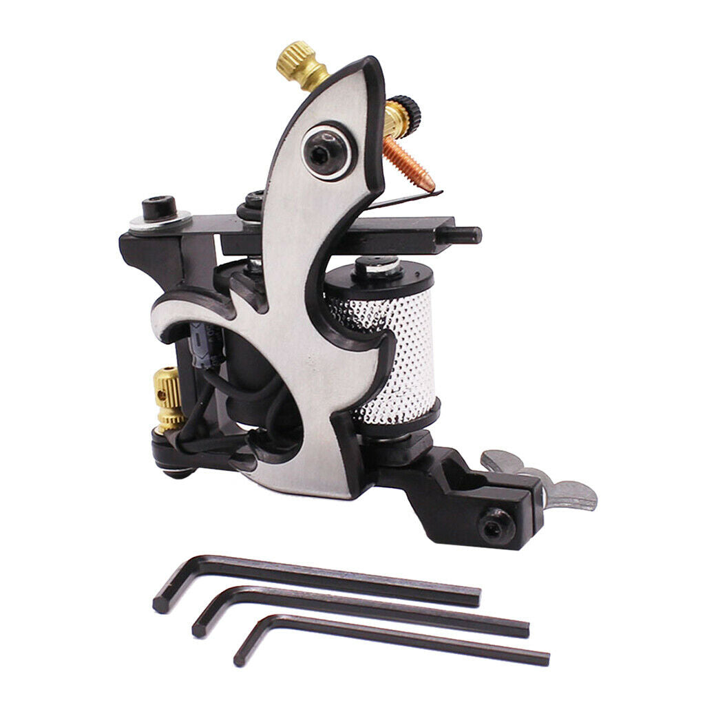 Black Alloy Tattoo Motor Shader Liner 10 Wraps Coil Machine and 3 Regulators