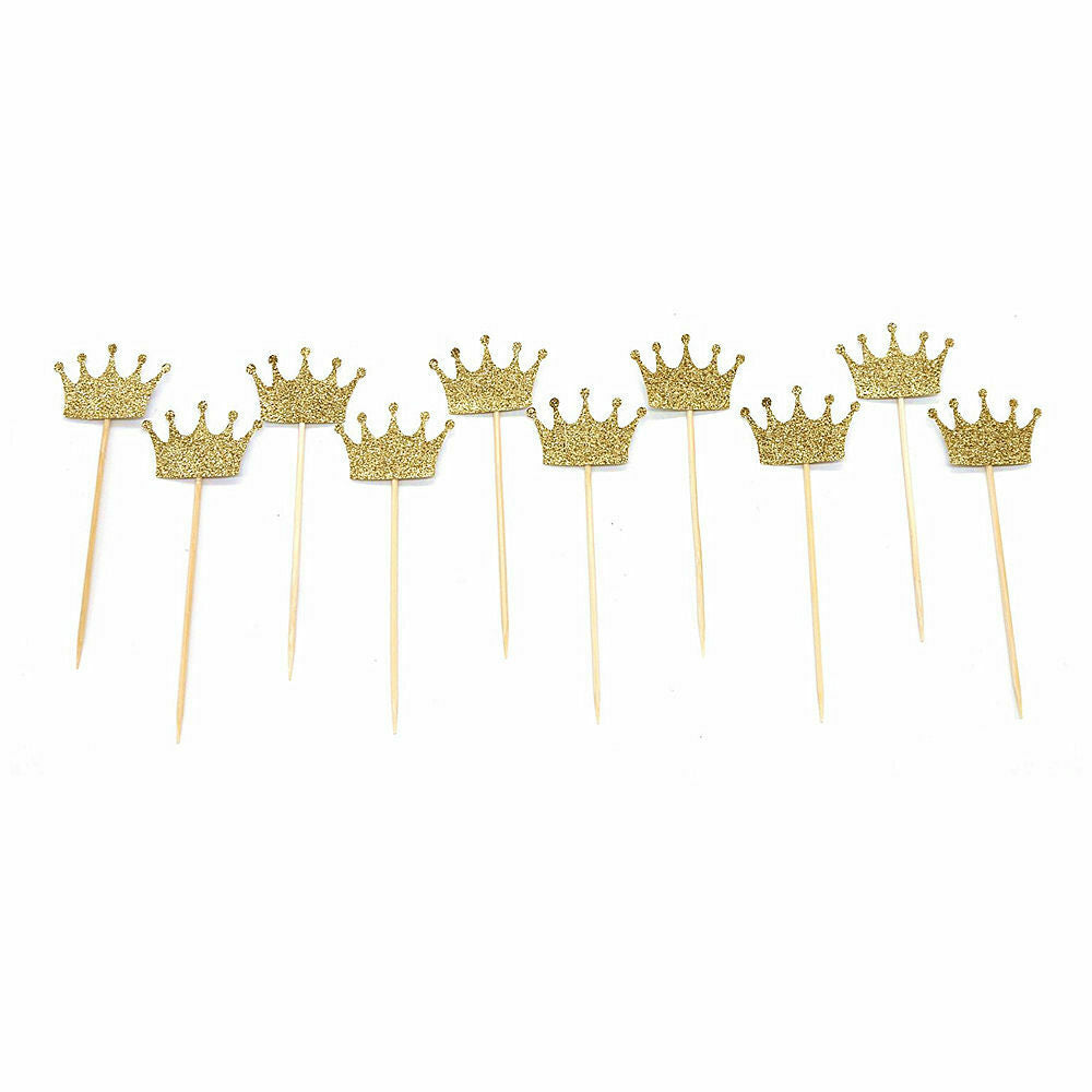 20pcs Cake Toppers Crown Cupcake Picks Christmas Party Favor Cake Ornament
