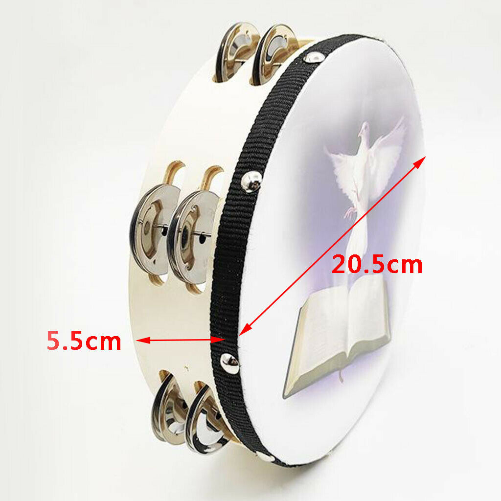 Double row TAMBURIN metal jingles percussion Ergonomic handle 8