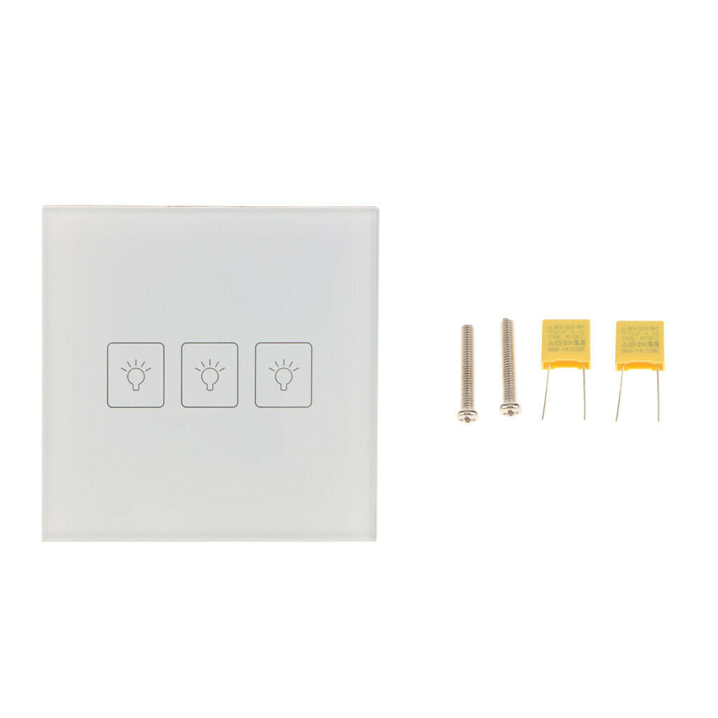 Smart ON/OFF LED Light Crystal Glass Panel EU UK Touch Screen Switch White