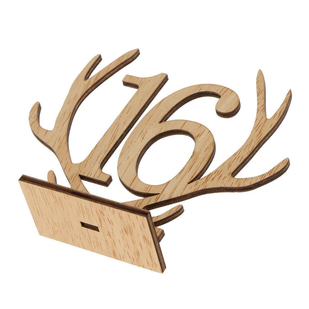 Wooden Antler Freestanding 1-20 Table Number Sign Stand Wedding Table Decor