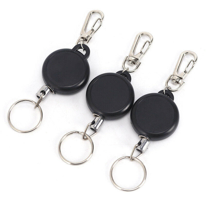 Retractable KeyChain Reel Steel Cord Recoil Belt Ring Badge Pass ID Card Holders