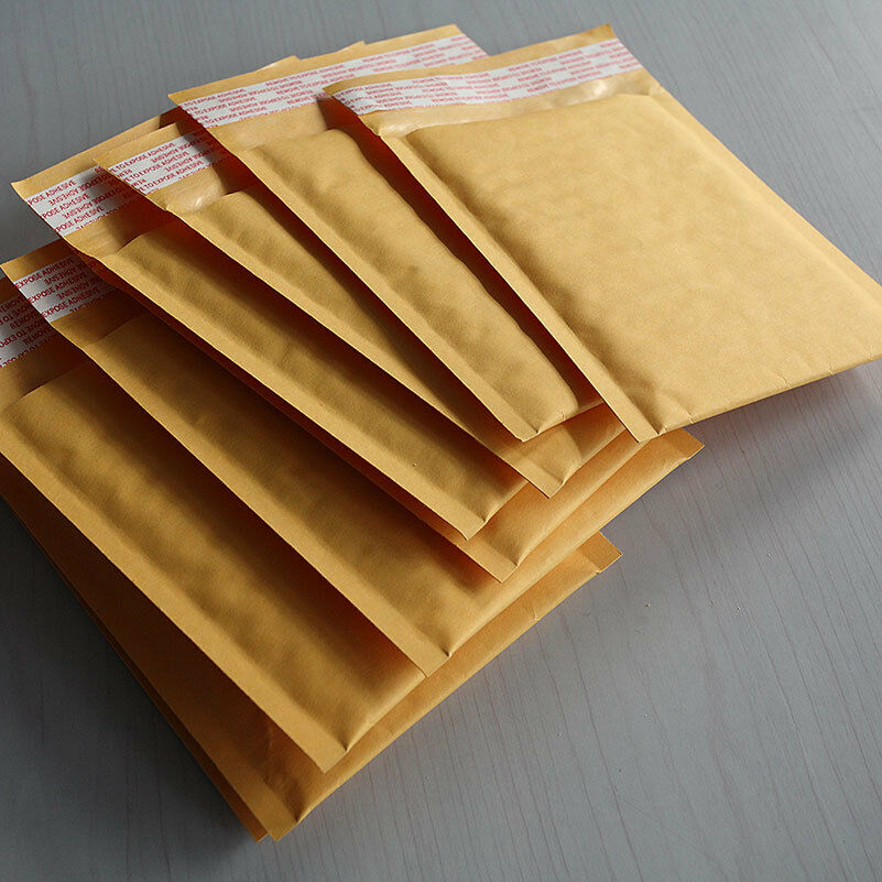 10X 140*160+40mm Kraft Bubble Bag Padded Envelopes Mailers  Yello.l8