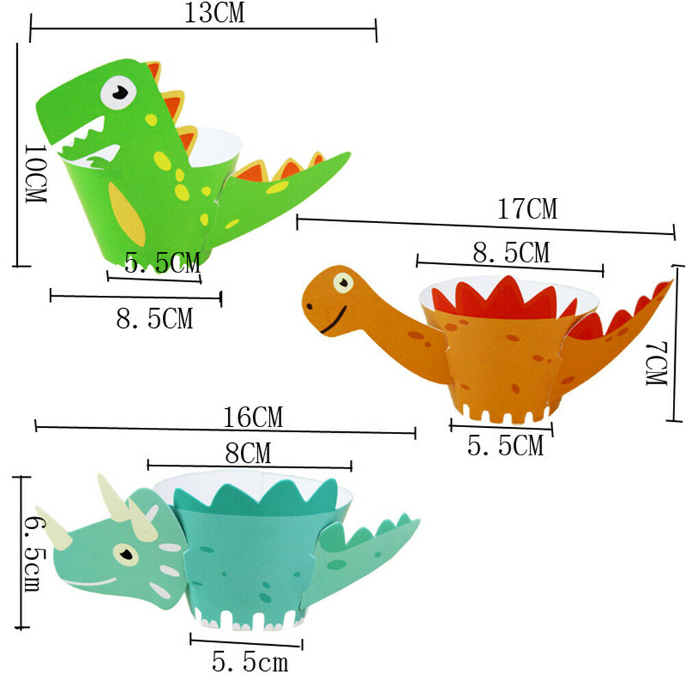 12pcs cartoon dinosaur cupcake wrapper paper birthday party supplies cake.l8