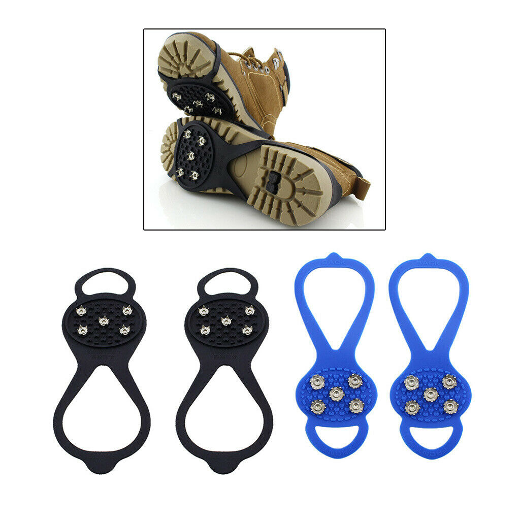 2 Pairs/Set Snow Ice Grips Crampons Snow Traction Cleats Grippers 5 Teeth