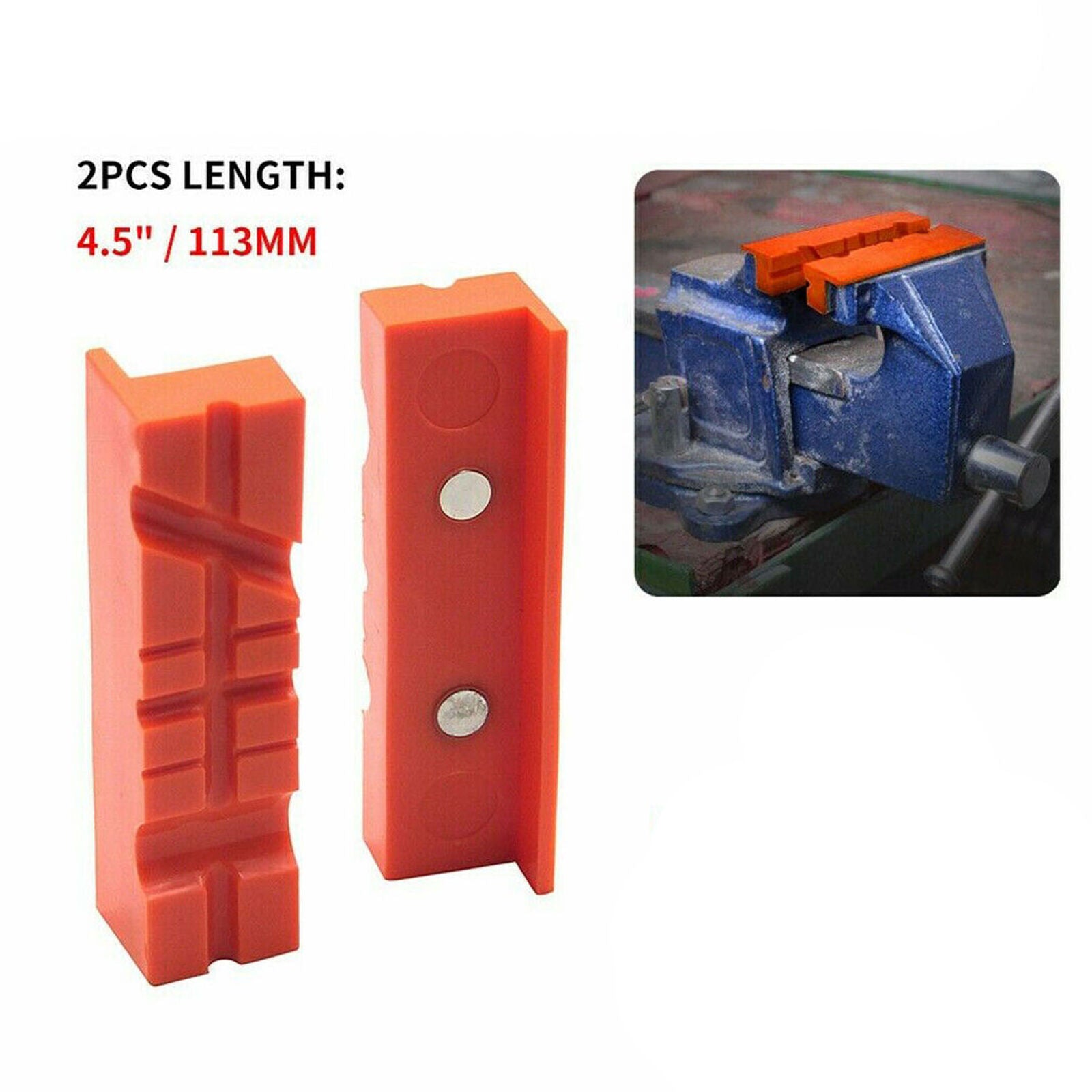 Pair Of Magnetic Soft Pad Jaws Rubber For Metal Vise 4.5Inch Long Pad Bench Vice