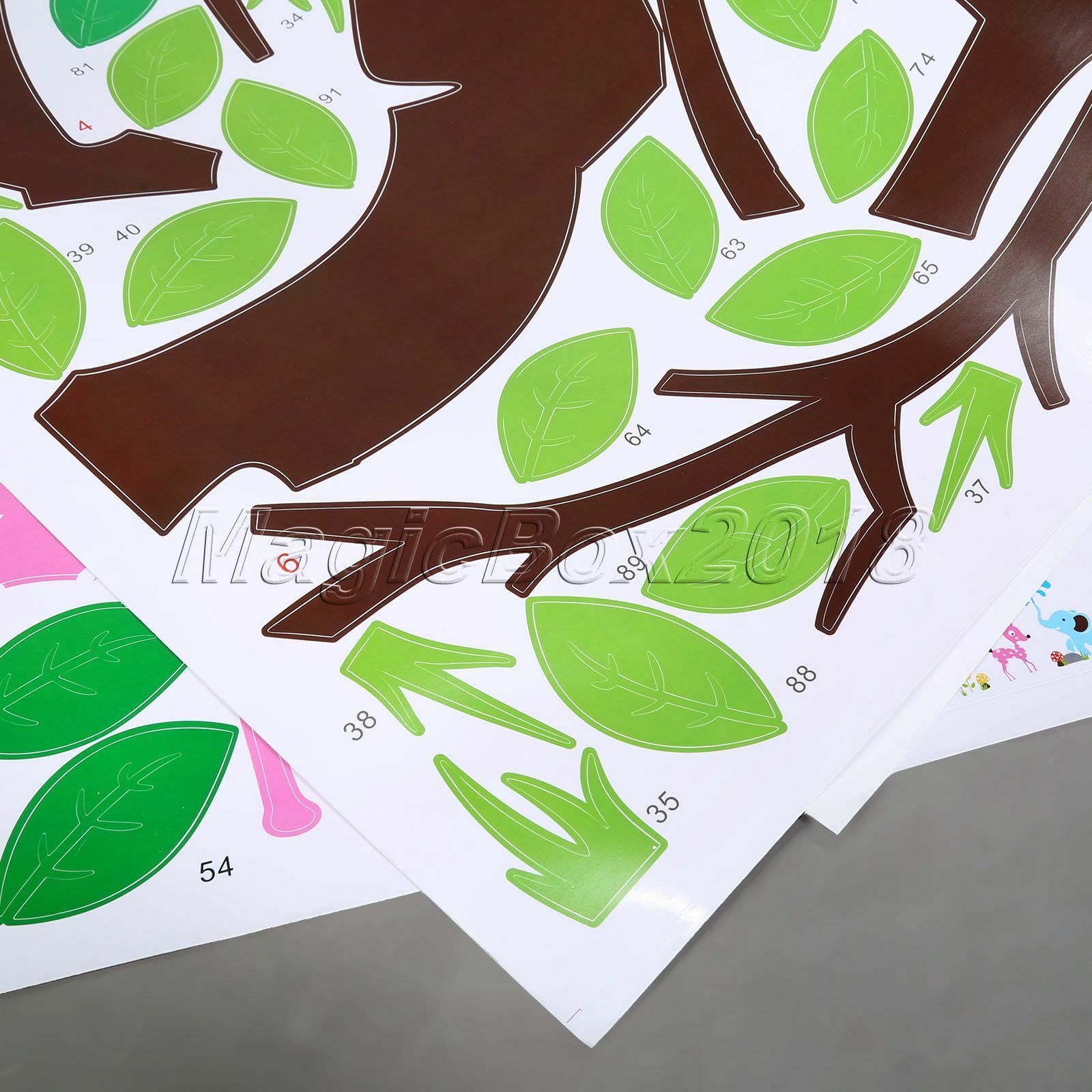Jungle Zoo Animals Paradise Tree Wall Stickers Kids Bedroom Decor Nursery Decals