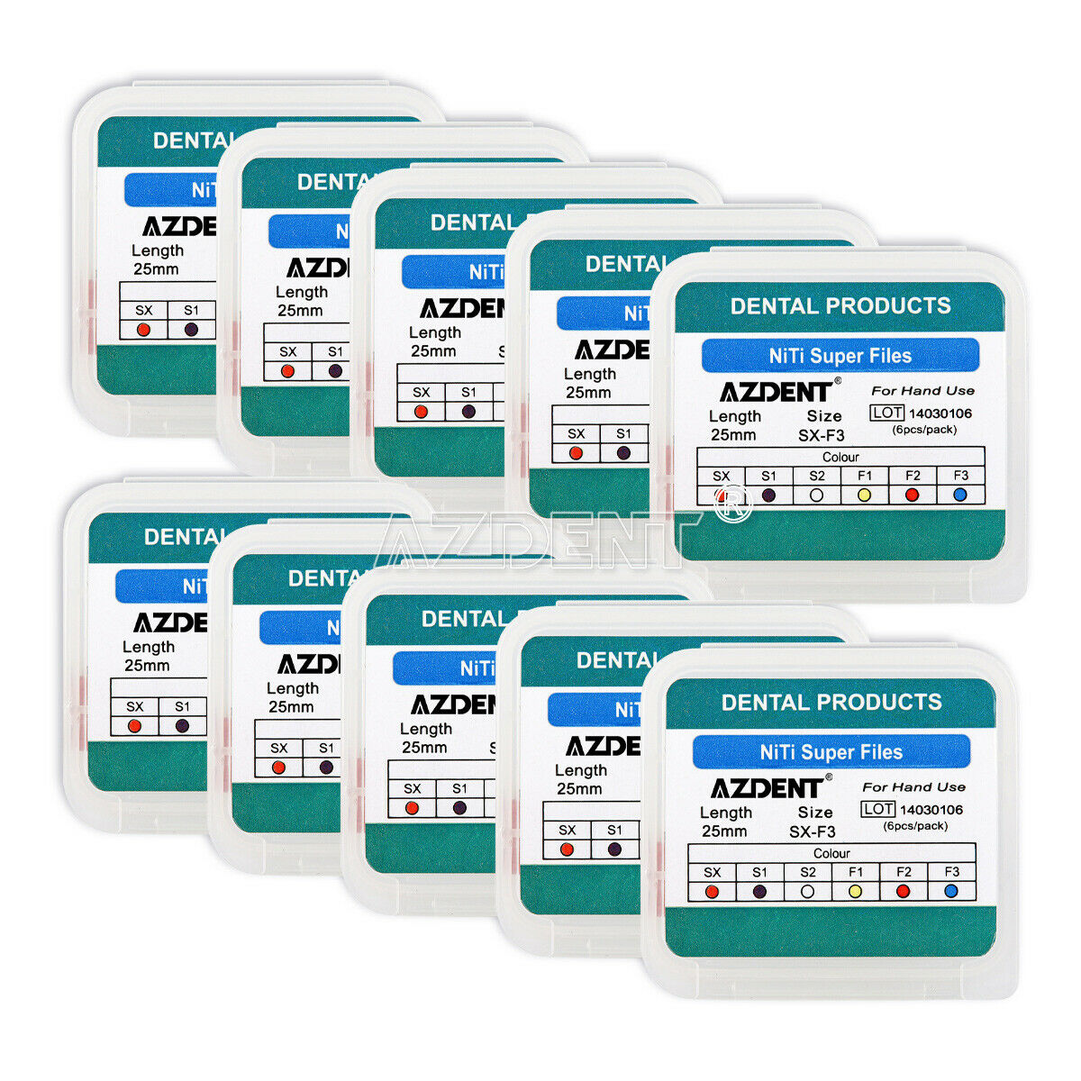 10X AZDENT Dental Endodontics NiTi Super Rotary File Hand Use SX-F3 25mm