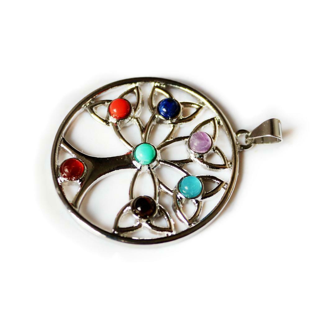 Fashion Women Men's Multi-color Gemstones Tree of Life Charm Pendant Jewelry