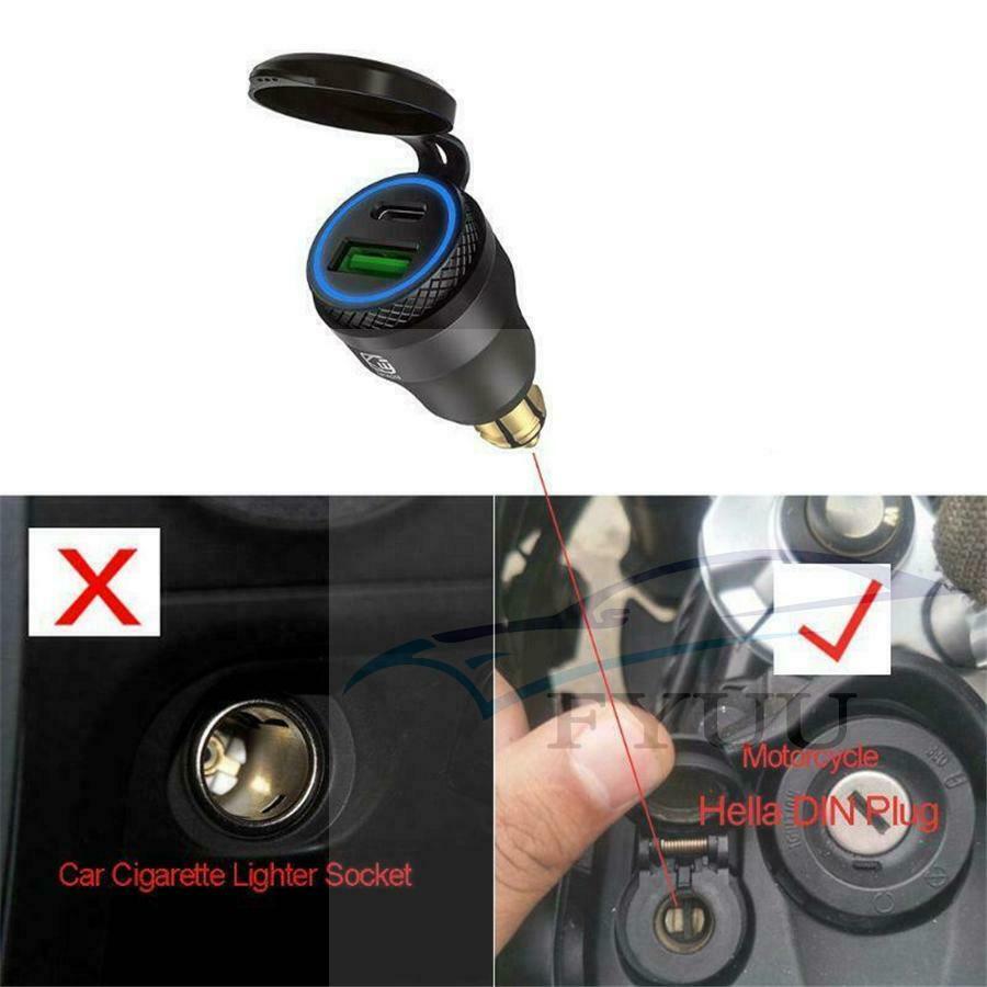 Type C Dual USB Fast Charger Power Adapter Socket For BMW Motorcycle Hella