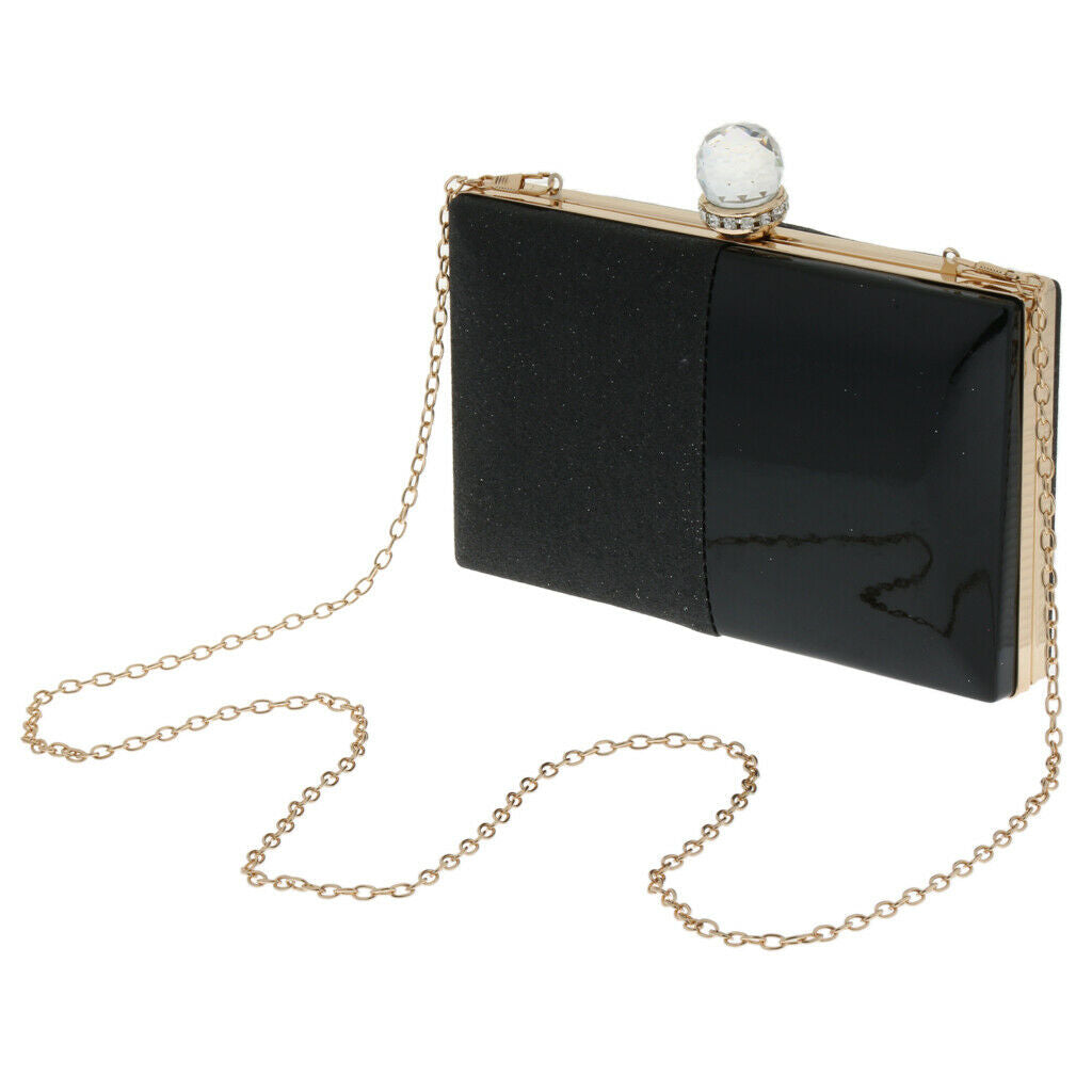 Women's Glitter Clutch Bag Evening Handbag Wedding Prom Party Purse Black