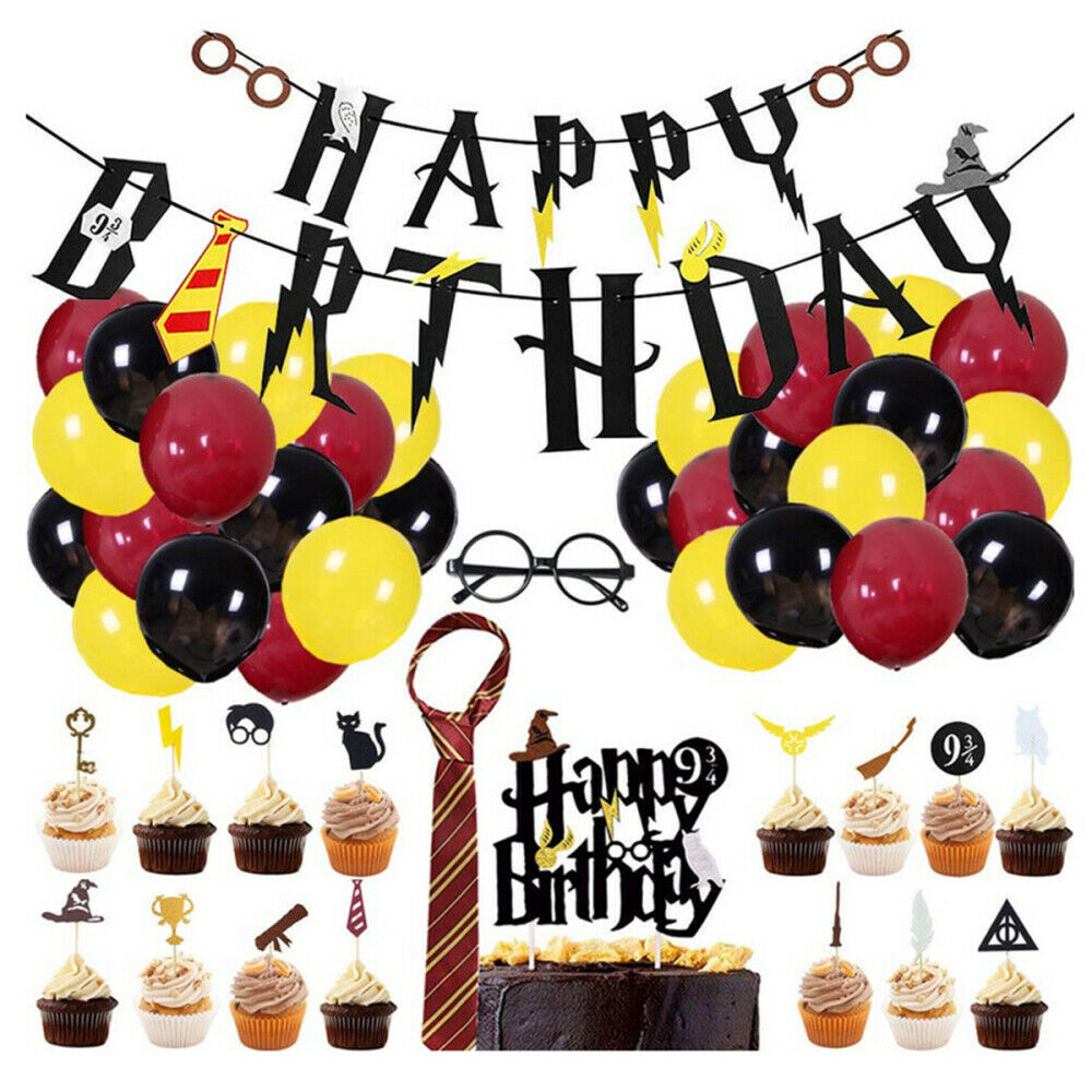 49pcs Birthday Theme Party Decoration, Cake & Cupcake Topper, Banner, Balloon