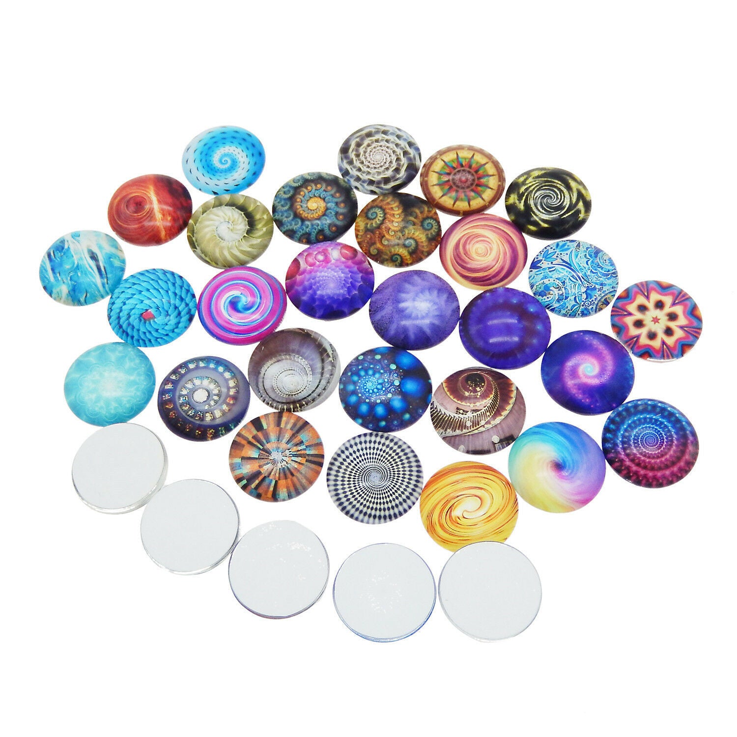 10 pcs Mix lot Bohemia Style Round 20mm Flower Pattern Glass Cabochons Flatbacks