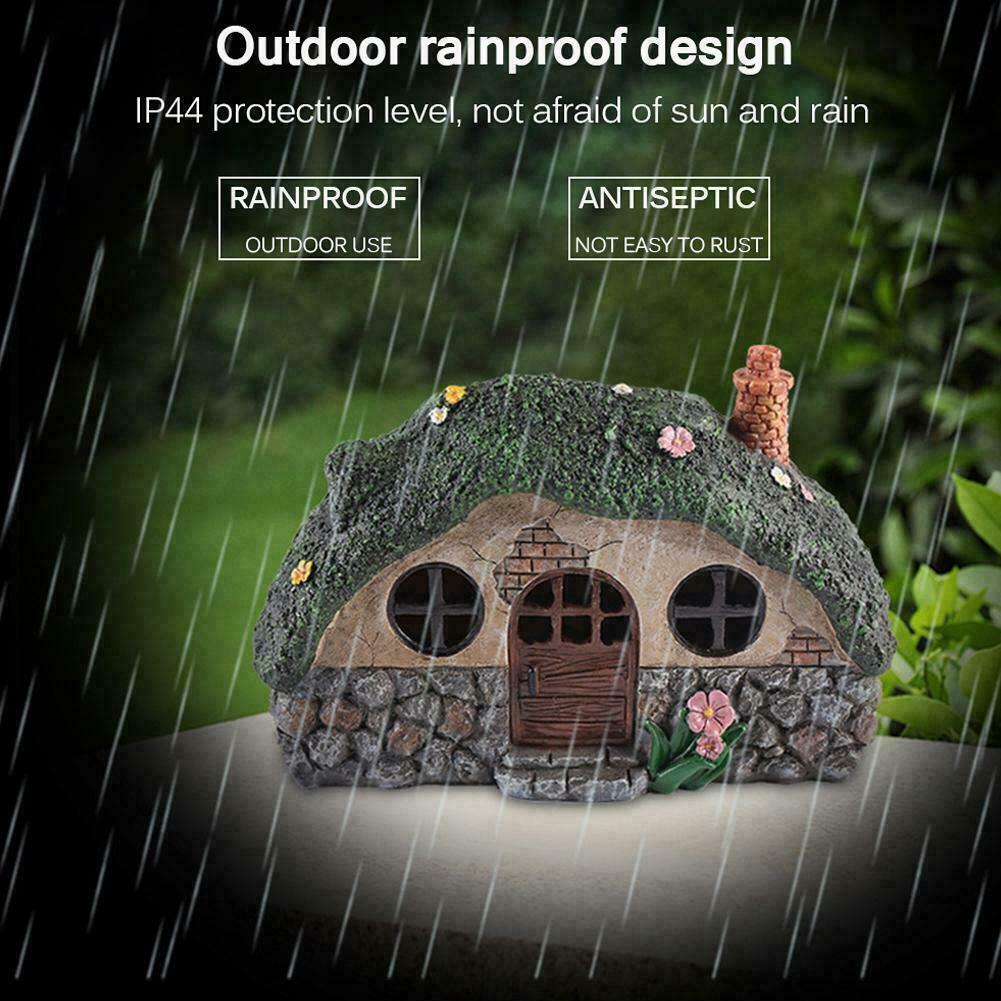 Solar Powered LED Lawn Yard Light Decor Fairy House Statue Outdoor Garden Decor