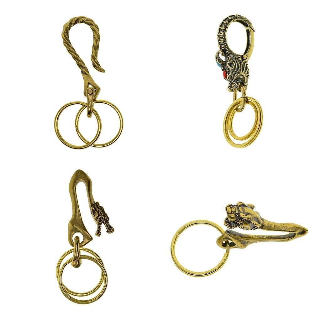 4pcs Heavy-Duty Solid Brass Key Ring Bag Key Hook Wallet Holder for Bags