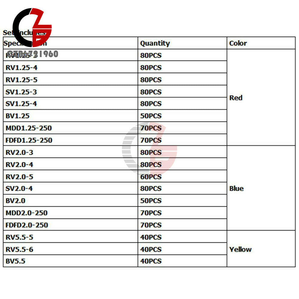 1200Pcs/Set Assorted Crimp Terminals Insulated Electrical Wiring Connector Kits
