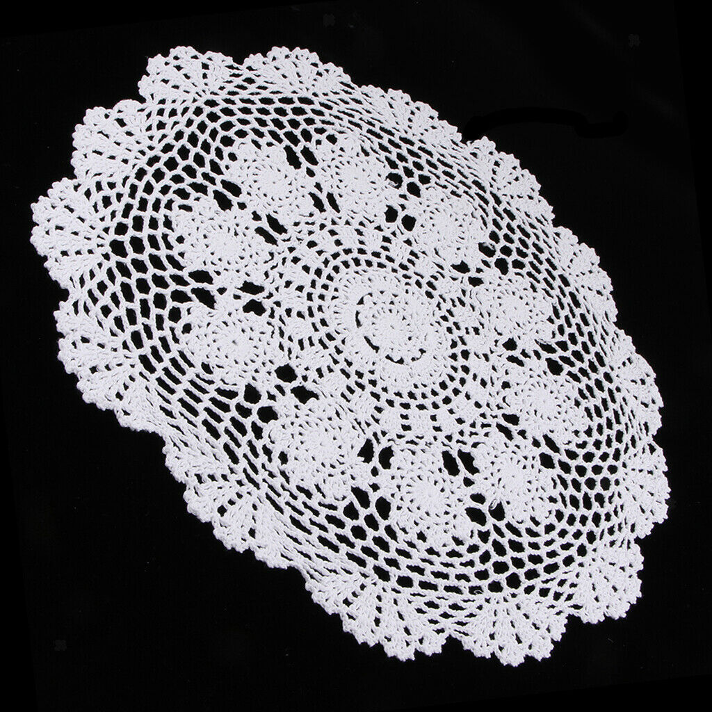 White Water Lily Crochet Cotton Lace Doily Table Placemats Doilies Mat 50cm