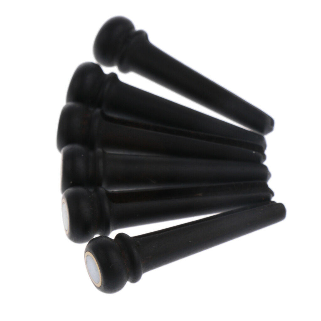 Ebony Bridge Pins Shell Dot Inlay + Bridge Slotted Saddles Nuts for Guitar
