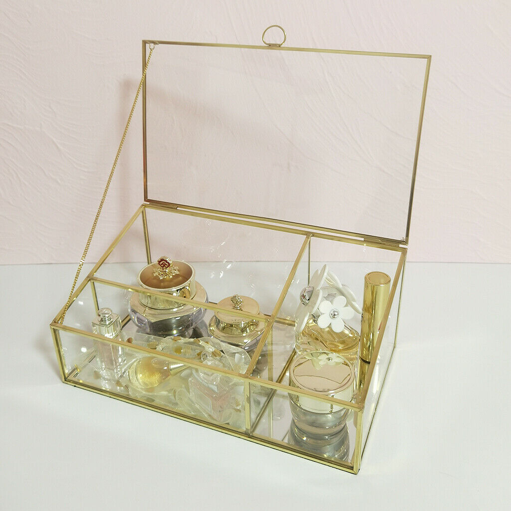 Noble Clear Storage Box Trinkets Organizer Display Case 3-Grids Tidy Tray