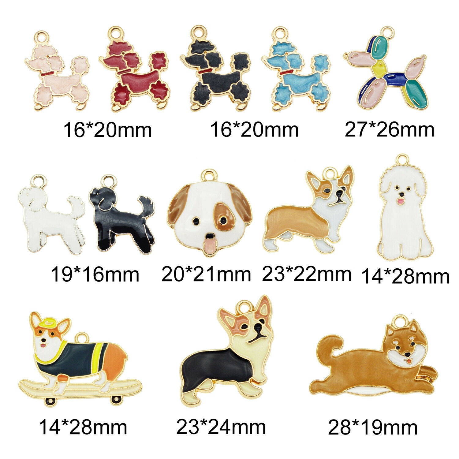 13PCS/Pack Colorful Assorted Pet Dog Puppy Pendant Charms DIY Making Findings