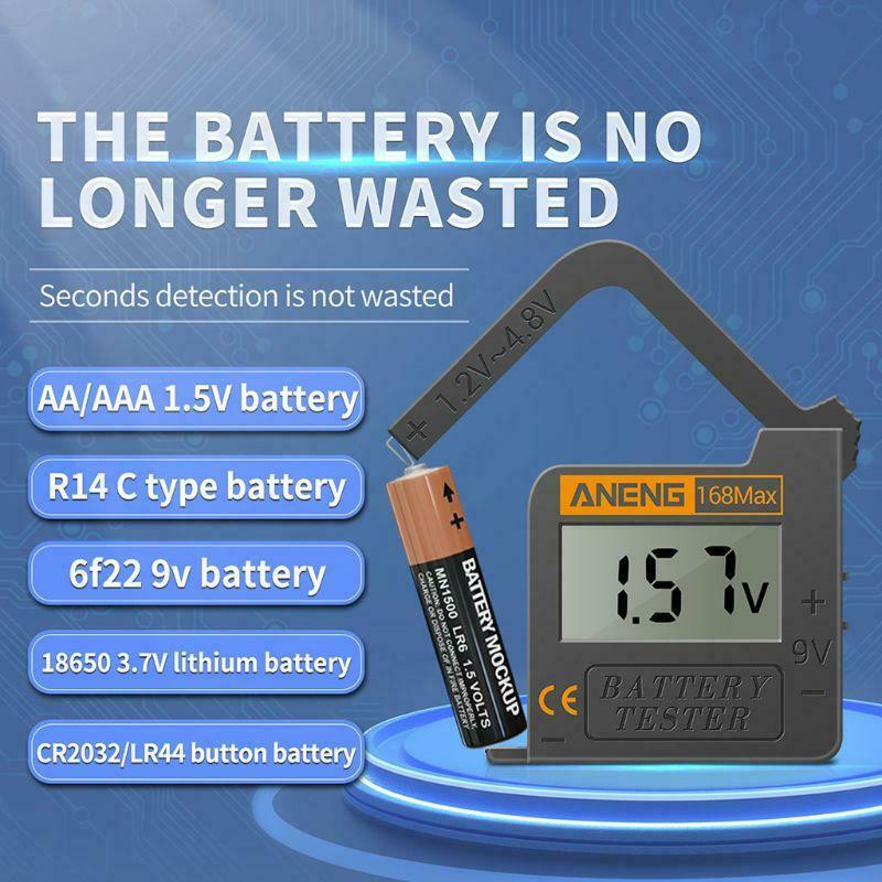 168Max Universal Digital Battery Capacity Tester for Lithium 18650 AA 9V Button