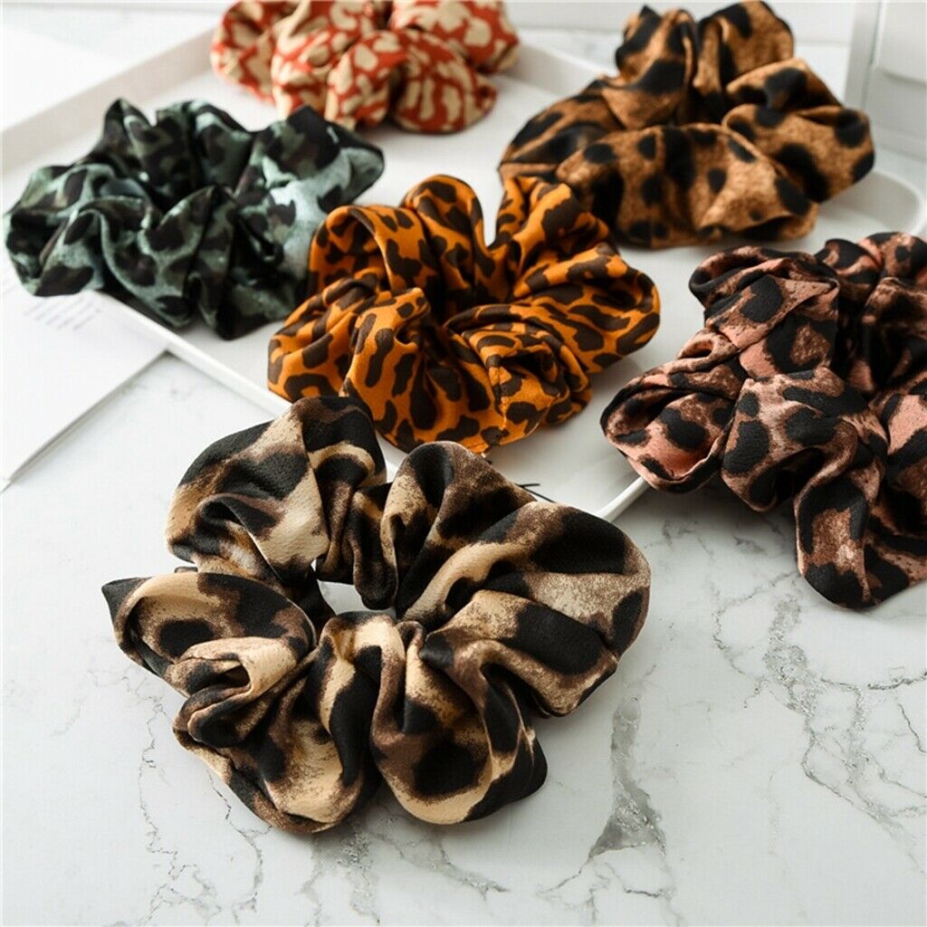 9Pcs Leopard Print Hair Scrunchies Mixed Color Hair Band Stretch Hair Ties