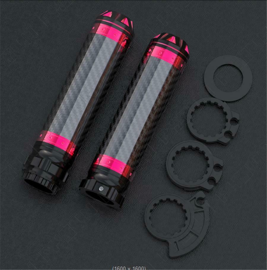 Black & Red 7/8" Motorcycle Handle Handlebar Hand Bar Grip Carbon Fiber Style