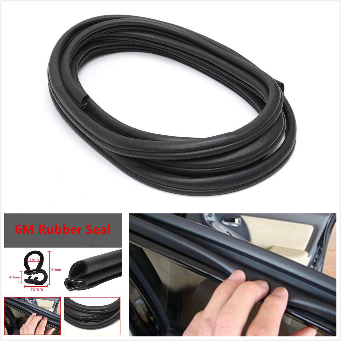 6M B Type Car Door Pillar Window Edge Trim Mouldings Protector Rubber Seal Strip