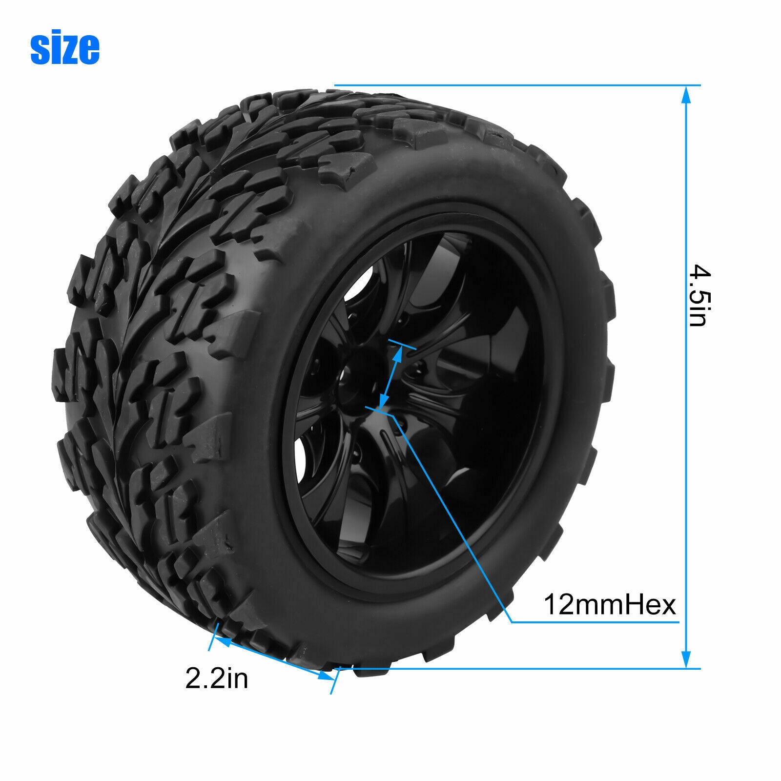4pcs/Set Tires and Wheel Rims 12mm Hex Hub Foam Inserts For 1:10 RC Off Road Car