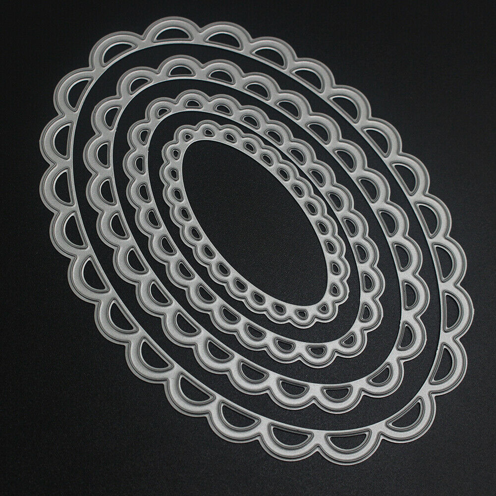 4PCS Oval Cutting Dies Stencil For DIY Scrapbooking Embossing Decor Craft @